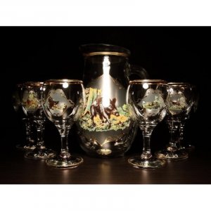 Jagerglass - Szett kancsó 1l + talpas poharak