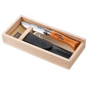 Opinel N08 carbon bőrtokkal