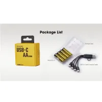 Nitecore NH2400 set 4db Li-ion AA elem 1,5V 2400mAh USB-C töltő port + multifunkciós töltőkábel