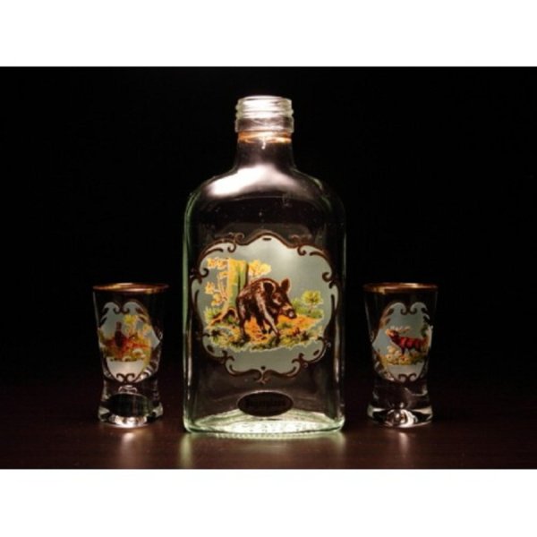 Jagerglass - Szett 200ml laposüveg +2db fernetes pohár 30ml