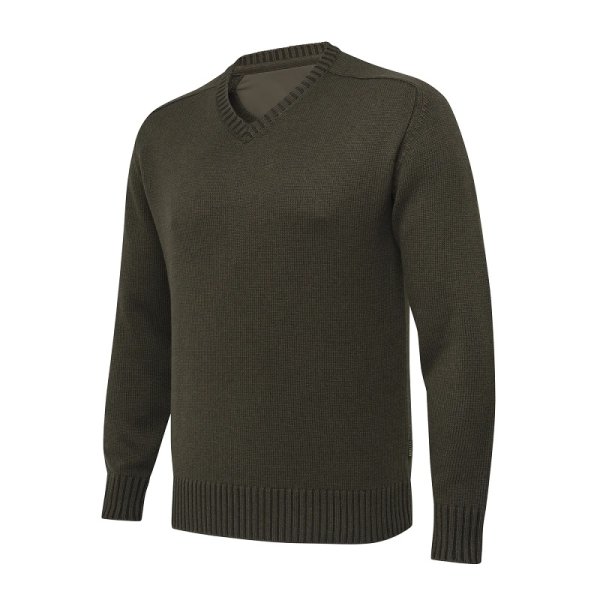 Kent V-Neck Tech pulóver - Moss&brownbark