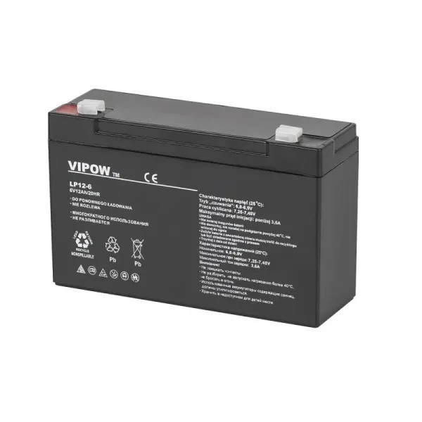 VIPOW - Tartalék akkumulátor LP12-6  6V/12Ah